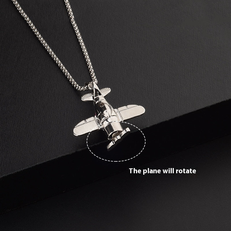 Sweater Chain Propeller Titanium Steel Necklace