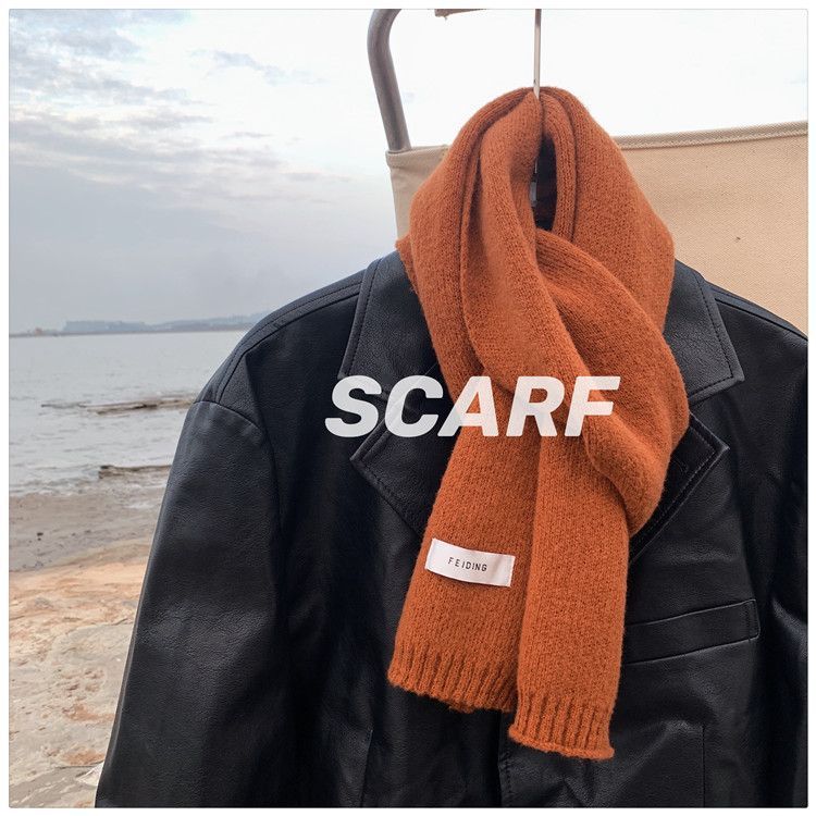 Solid Color Scarf Knitted Wool Keep Warm Scarf