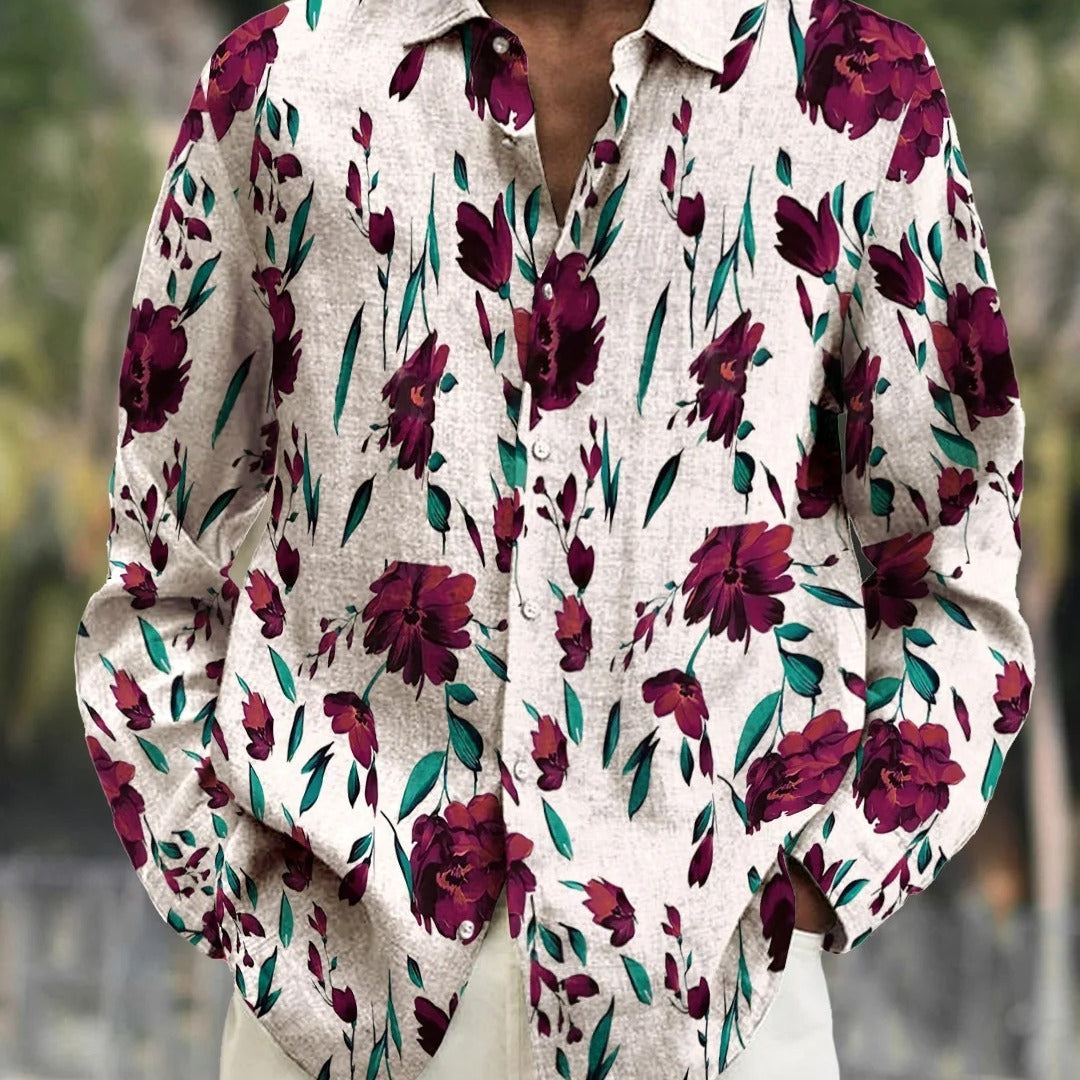 Long Sleeve Floral Shirt Fashion City Loose Men's Clothing Casual Pullover