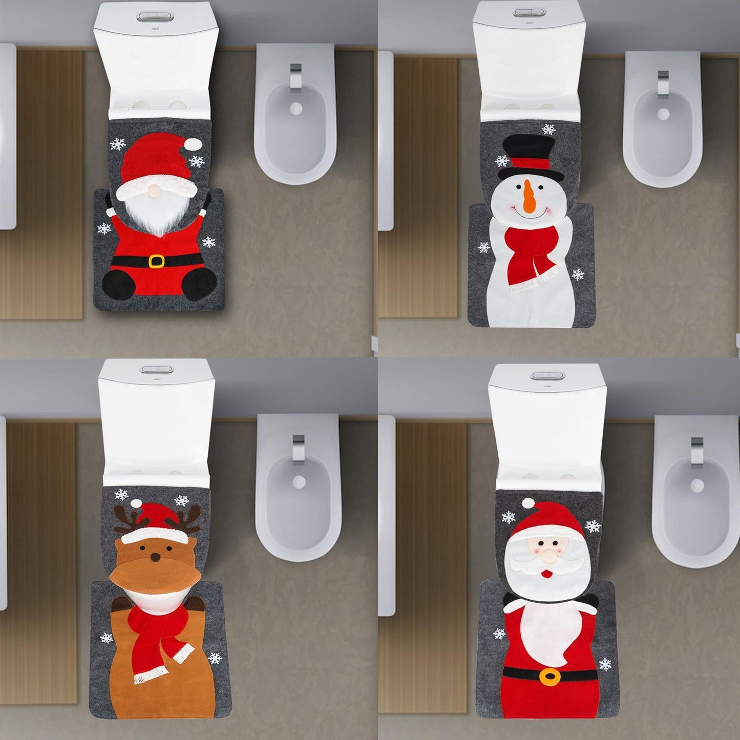 Toilet Seat Cover Christmas Snowman Faceless Old Man