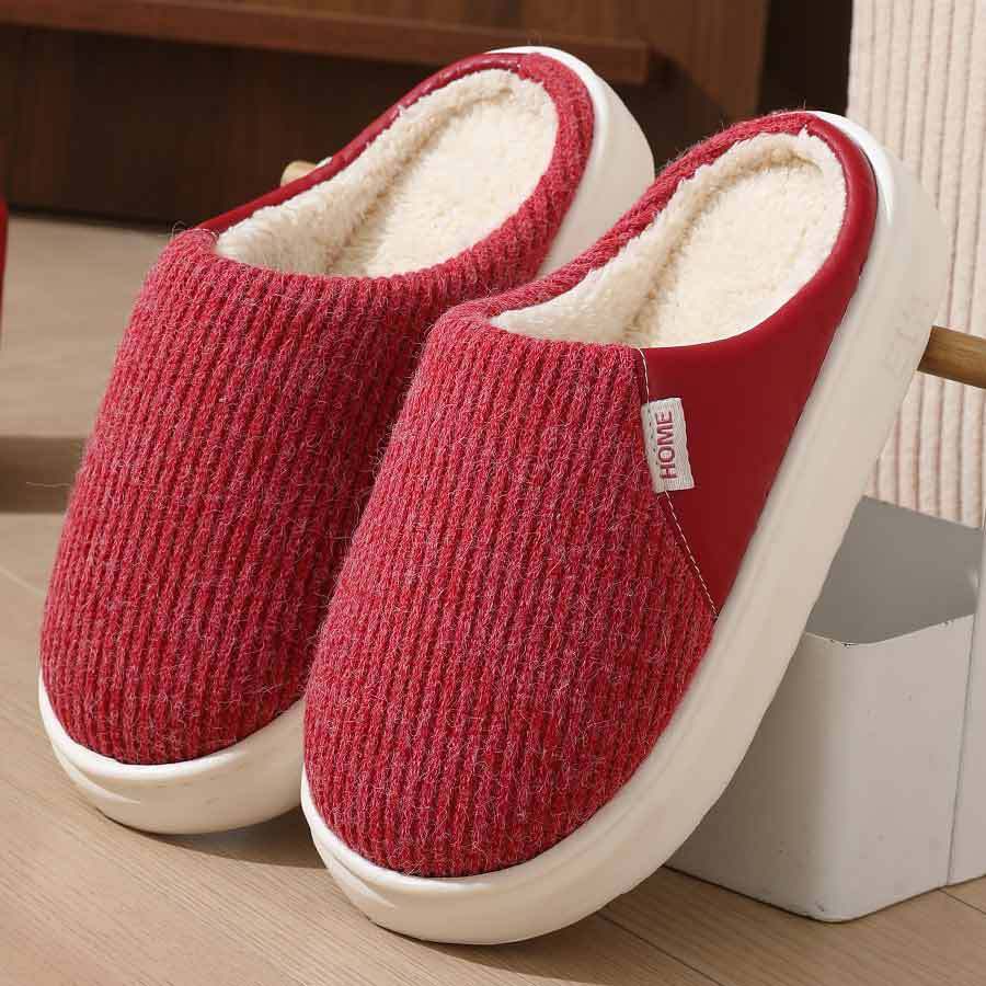 Winter Warm Plush Home Slippers Lightweight Thick Bottom Silent Non-slip Floor Bedroom Slippers Couple House Shoes Women Men