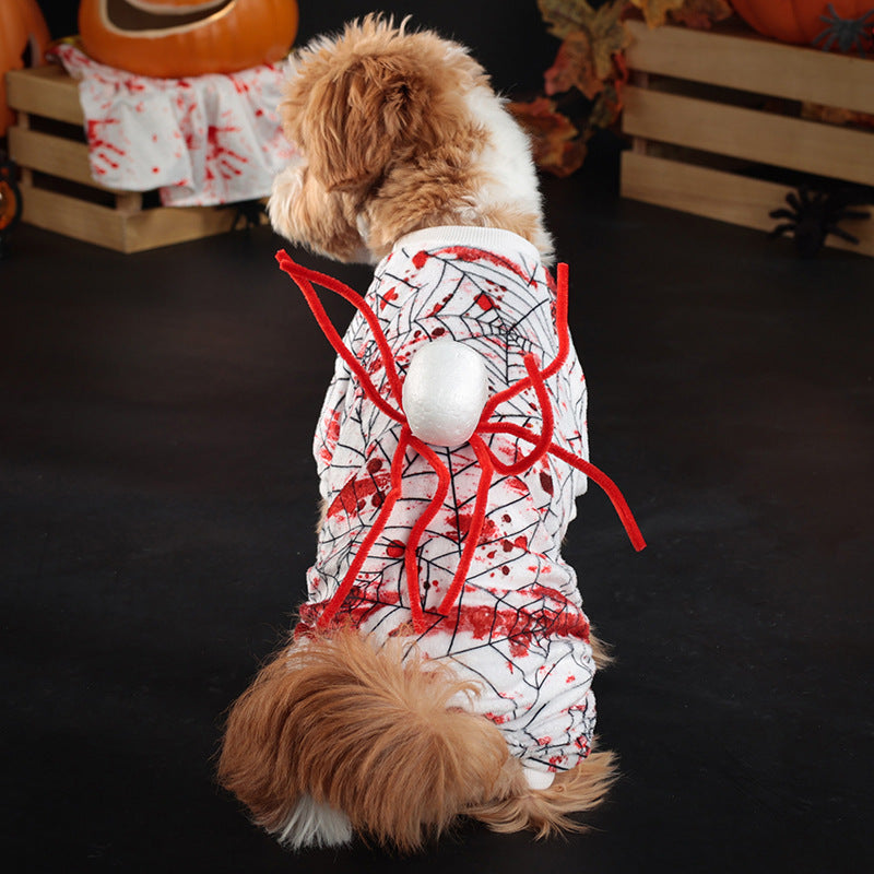 Halloween Personalized Bloodshot Spider Dog Skirt Clothes