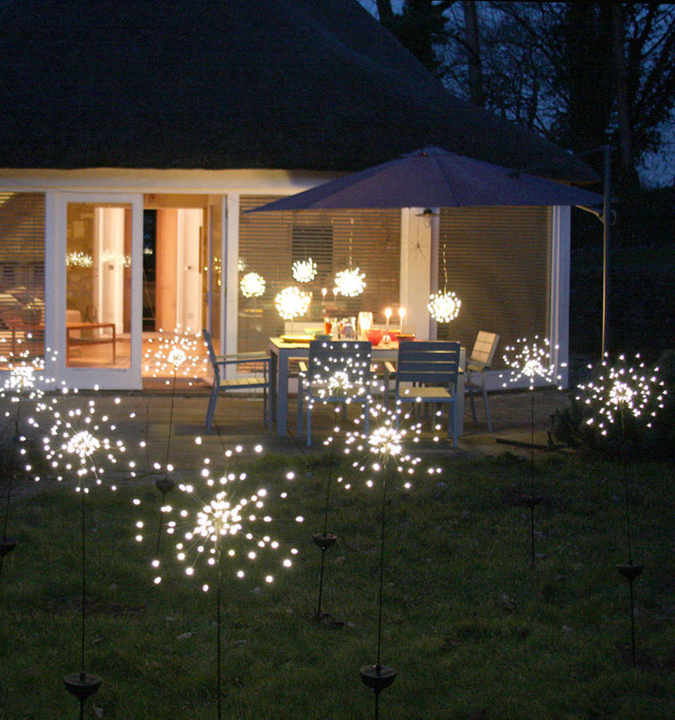 New Ground Plug Solar Fireworks Light LED Light String Copper Wire Outdoor Garden Decoration Star Lights Christmas Lights