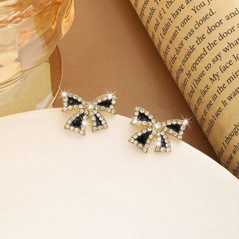 European And American Butterfly Diamond Stud Earrings For Women High Class Elegant