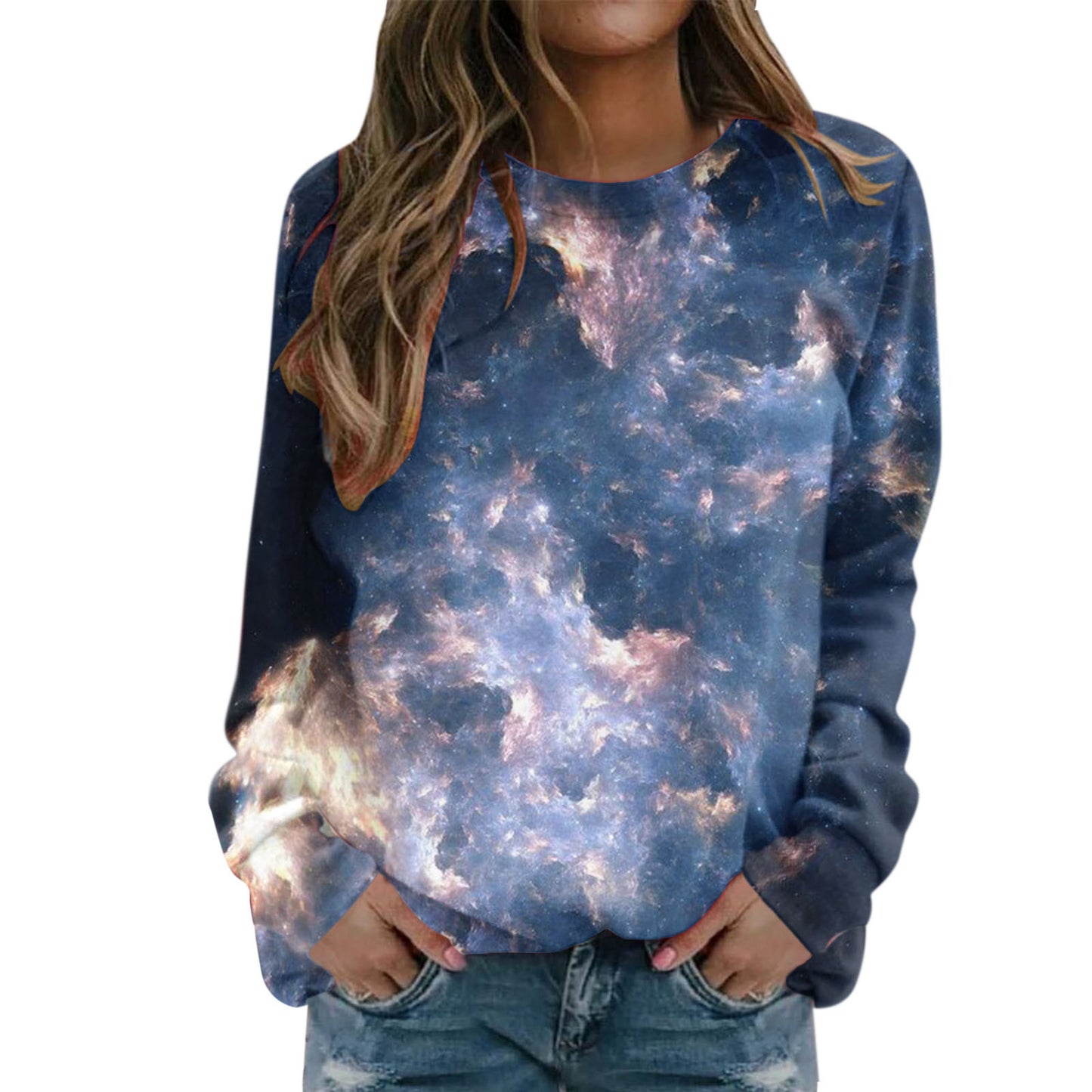 Starry Sky 3D Digital Printing Women's Round Neck Sweater