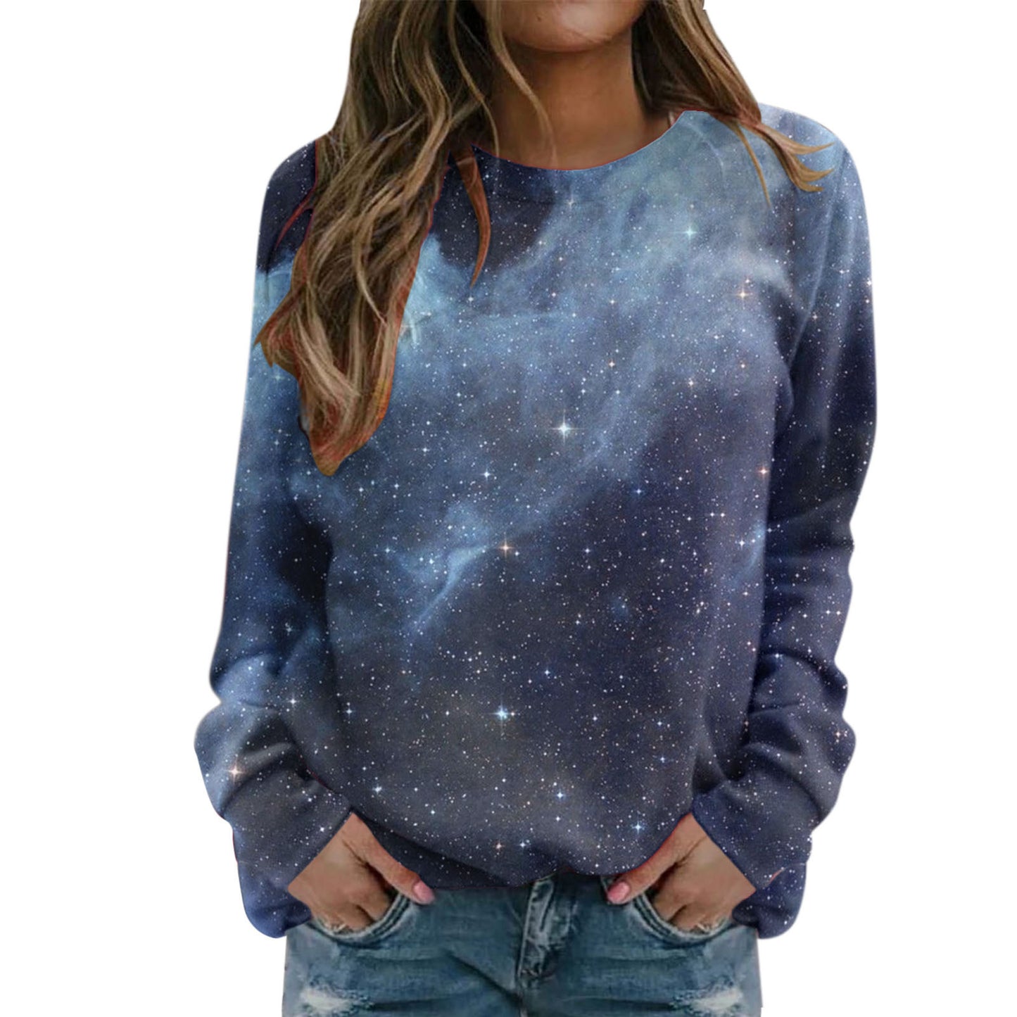 Starry Sky 3D Digital Printing Women's Round Neck Sweater