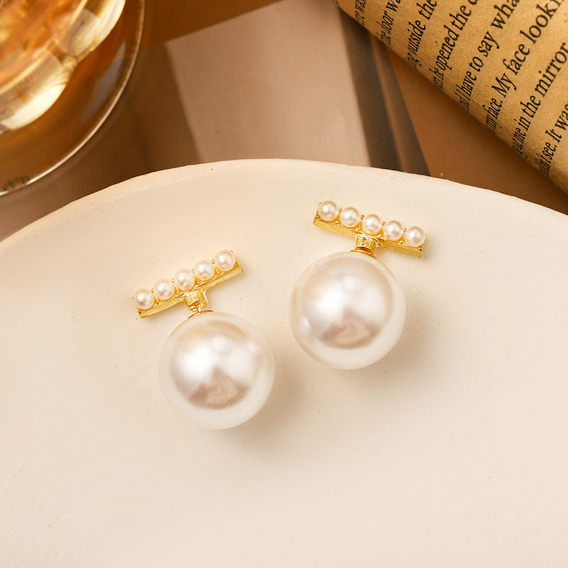 Rhinestone Pearl Ear Studs High Sense Sterling Silver Needle Ornament