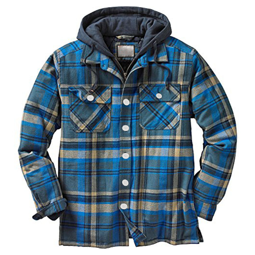 Checked Long Sleeve Hooded Jacket