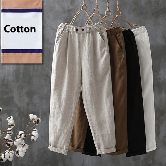 Cotton Harem Pants Loose Casual Pants Plus Size SlimmingCotton Linen Versatile Cropped Tappered Pants