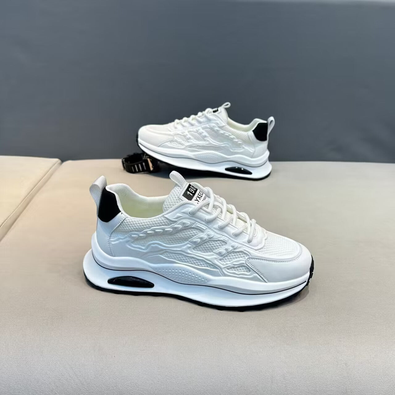 White Laceup Sneakers Fashion Breathable Mesh Flat Shoes Lightweight Versatile Casual Running Walking Shoes