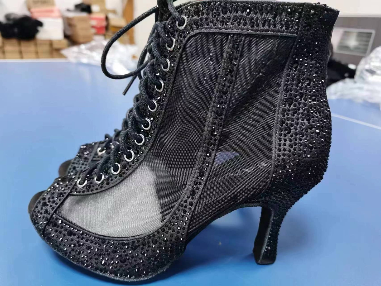 Rhinestone Latin Dance Shoes Adult Women's Mid-high Heel