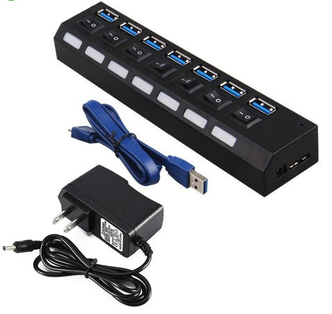 7PORT USB3.0 EXTERNAL HUB HIGH SPEED WITH POWER ADAPTER