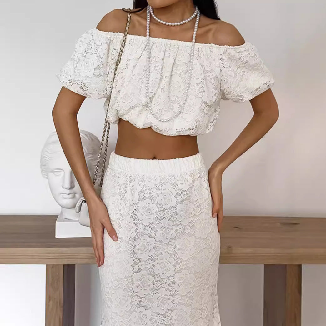 Lace Suit Off-neck Strapless High Waist Fashion Women