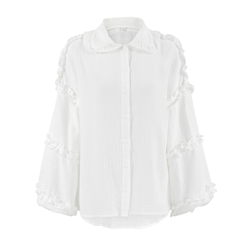 Women's Design Lace Loose Long-sleeved Shirt