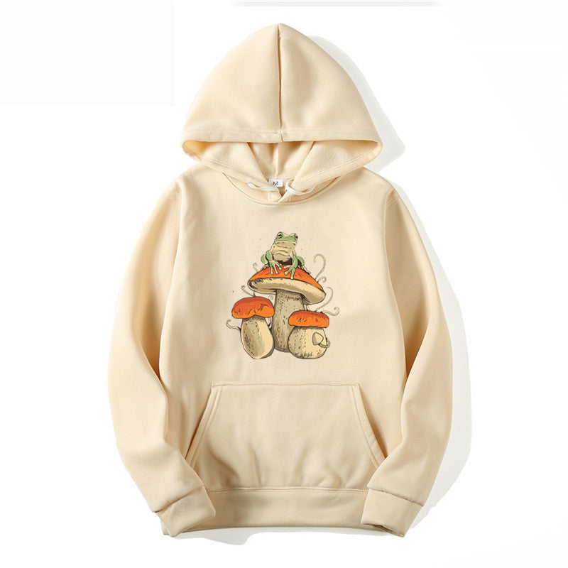 Sweatshirt Plain Letter Printed Kangaroo Pocket Drawstring Hoodie