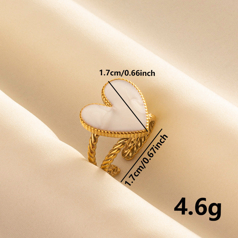 304 Stainless Steel French Retro Love Oil Dripping Ring Special-interest Design