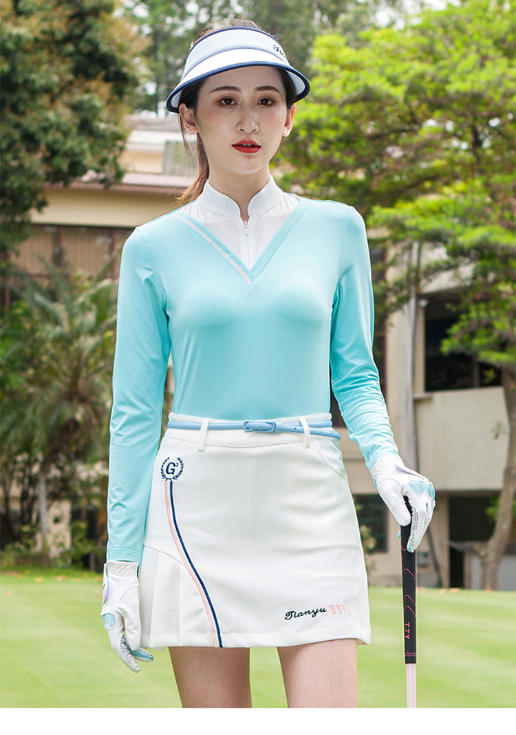 Golf Women's Long-sleeved T-shirt Stand-up Collar Sunscreen Korean Version Of Slim Sports