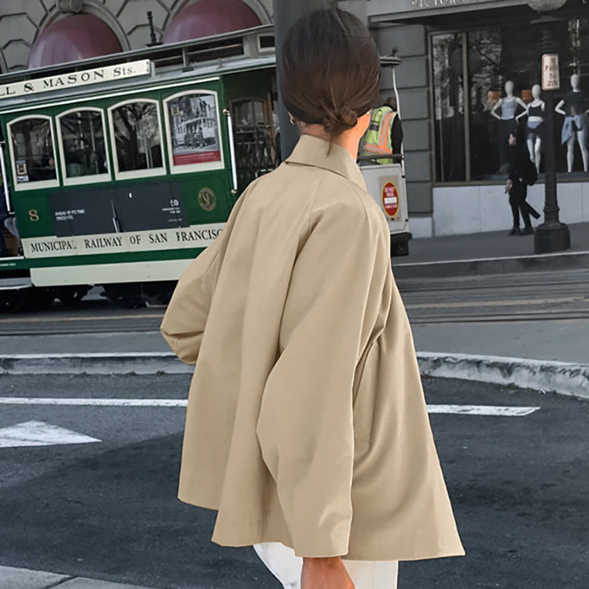 Lapel Fashion Women's Dust Coat Minority Simple