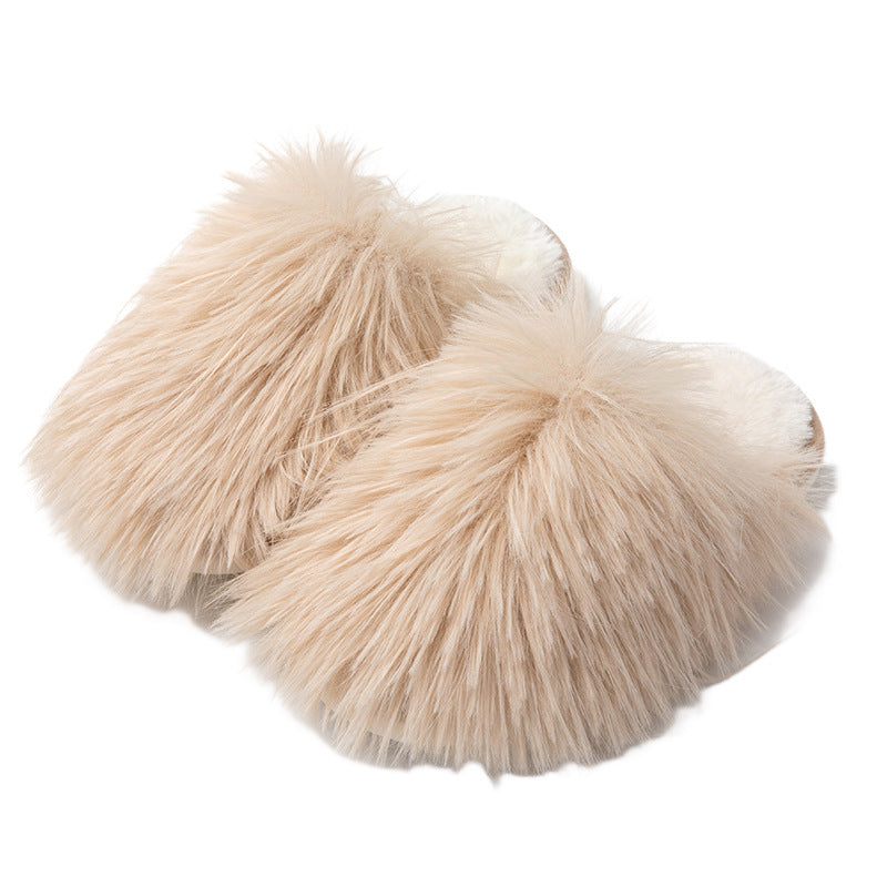 Long Hair Baotou Candy Color Cotton Slippers