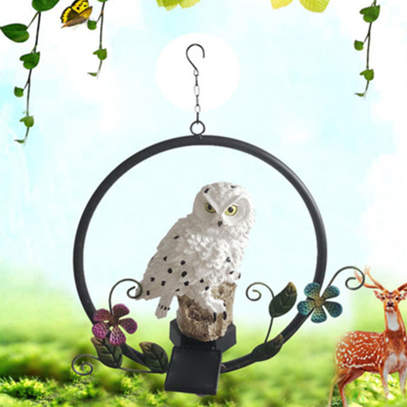 Solar Resin Owl Chandelier Outdoor Garden Iron Decoration Chandelier LED Landscape Light