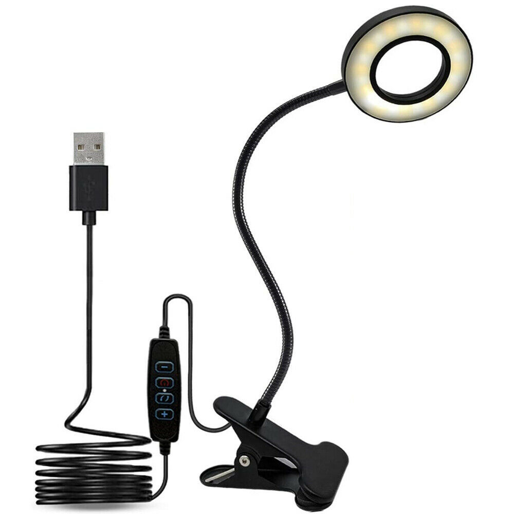 Clip On Desk Lamp LED Flexible Arm USB Dimmable Study Reading Table Night Light