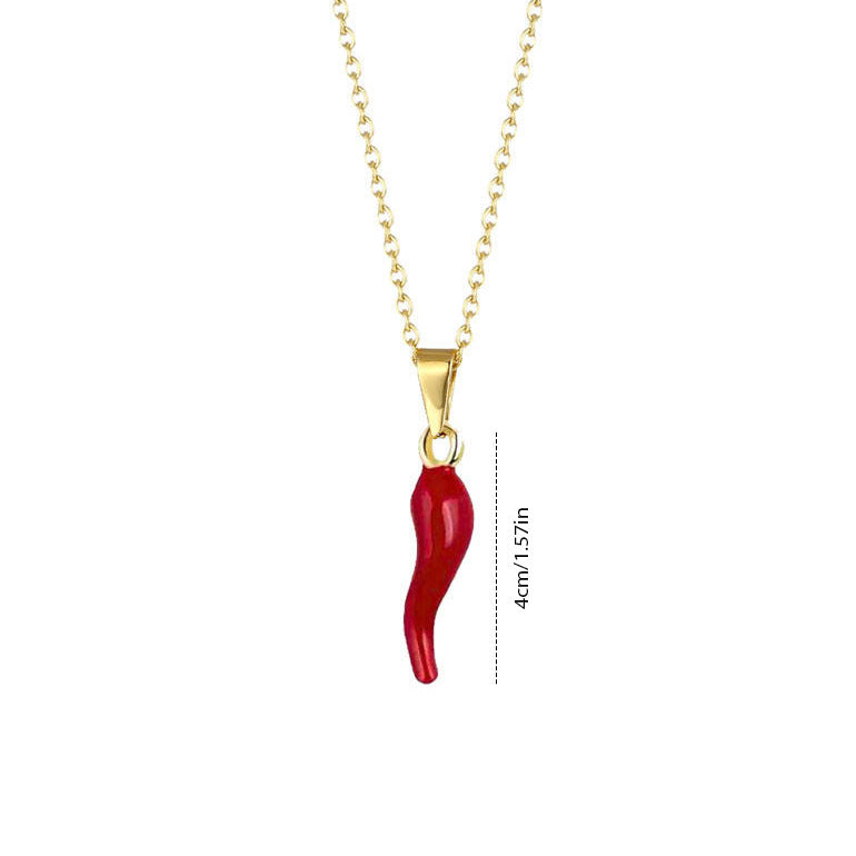 Gold-plated Drop Oil Red Chilli Pendant Earrings