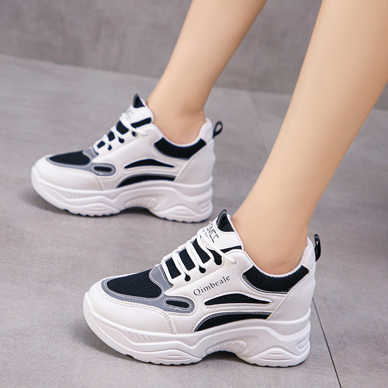 Height Increasing Insole Dad Shoes Mesh Casual Sneakers Platform Running Tourism White Shoes