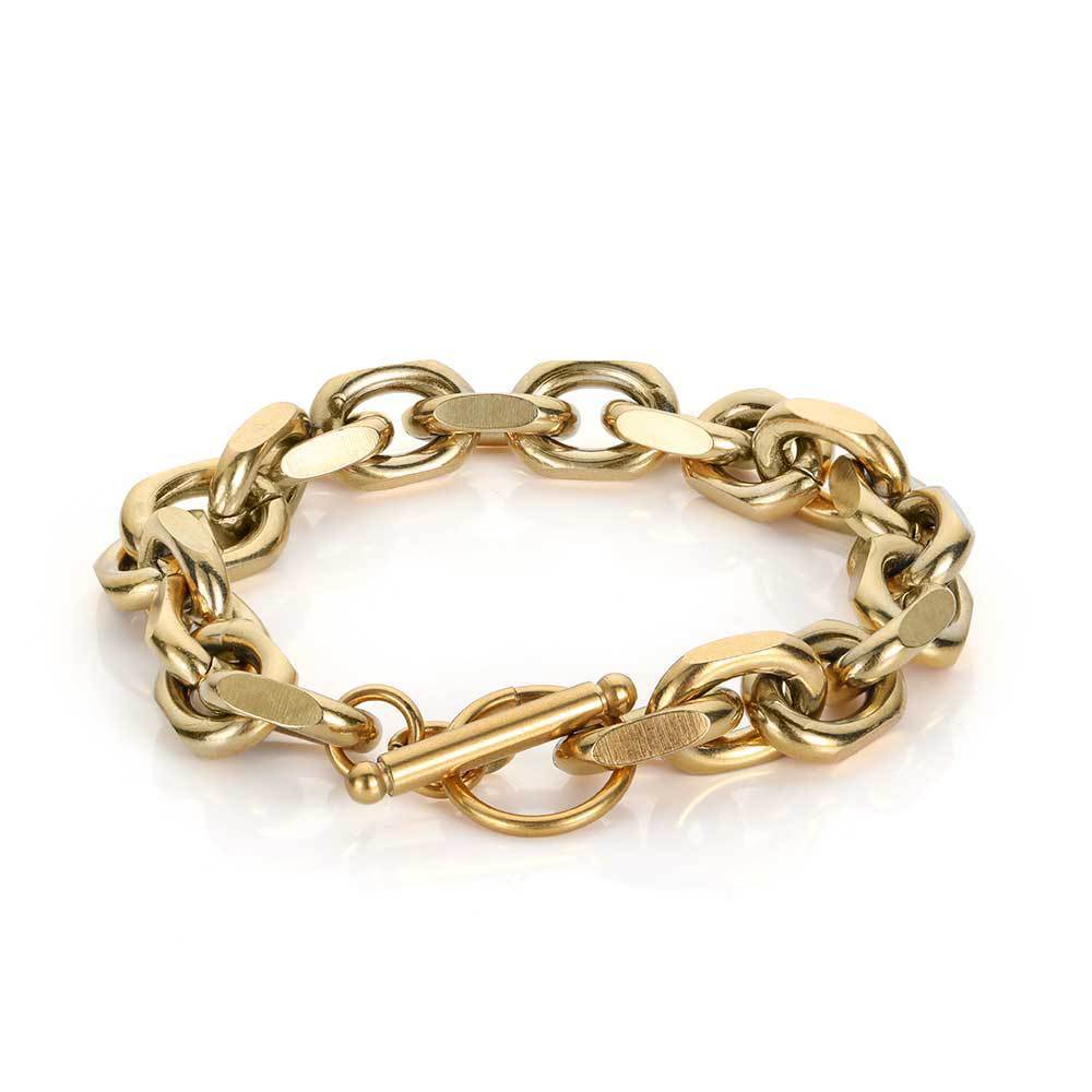 Electroplated Stainless Steel Hip-hop Titanium Steel Cross Chain O-shaped Chain Men's Bracelet