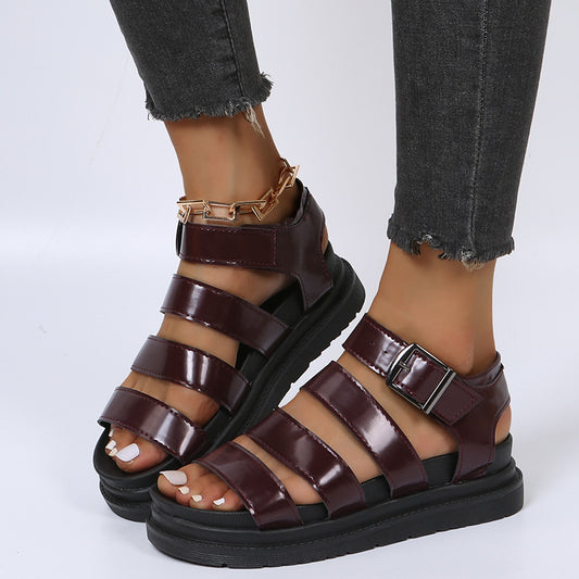 Women's Roman Open Toe Beach Shoes Platform Buckle Sandals