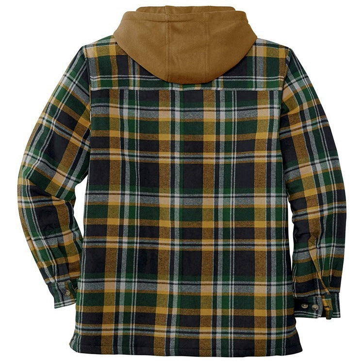 Checked Long Sleeve Hooded Jacket