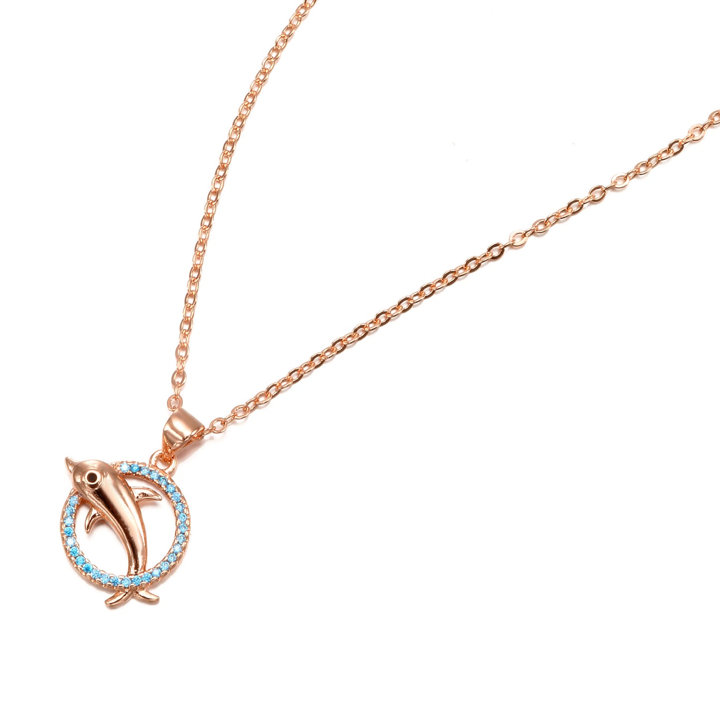 Dongguan jewelry manufacturer direct selling romantic Dolphin Necklace personality Korean tide female Copper Pendant simple fashion necklace