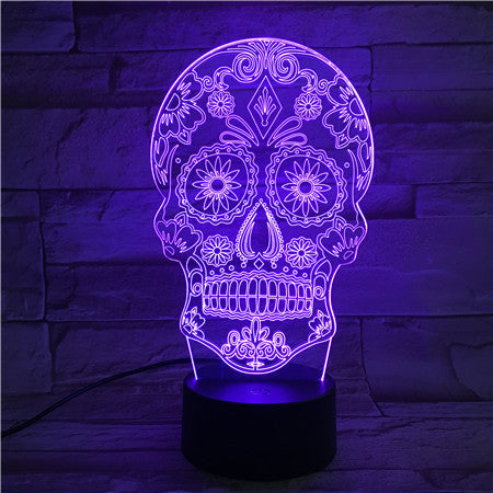 Flower skull 3D night light