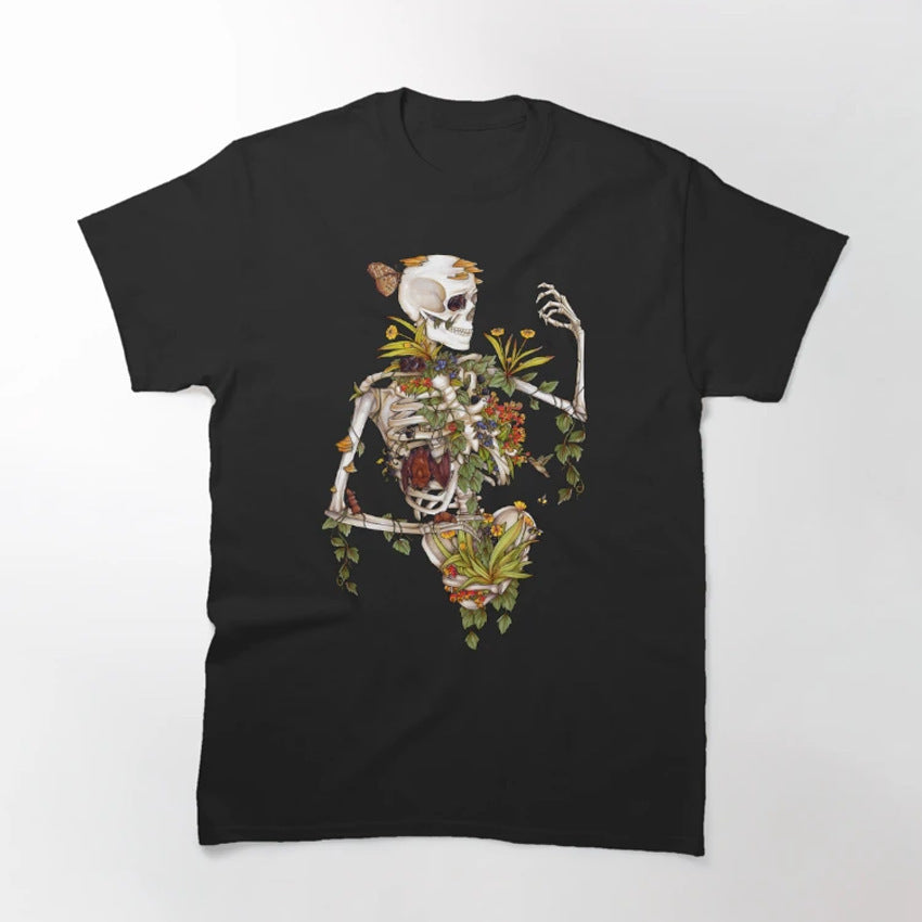 Skull And Plant Pattern Printed Personalized Women's Casual All-match T-shirt