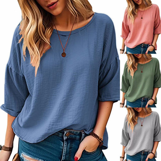 Fashion Women's Wear Comfortable Three-quarter-length-sleeved T-shirt