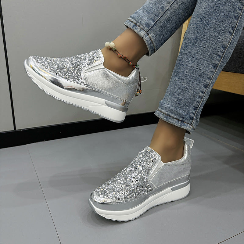 Women's Sequin Casual Thick Sole Sponge Cake Shoes