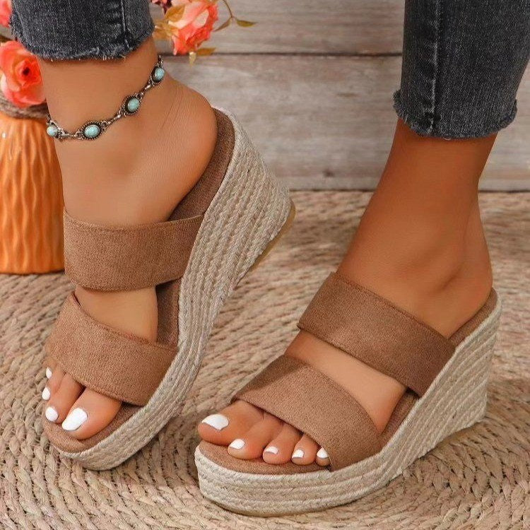 Women's Sandals Rope Bottom Wedge Slippers