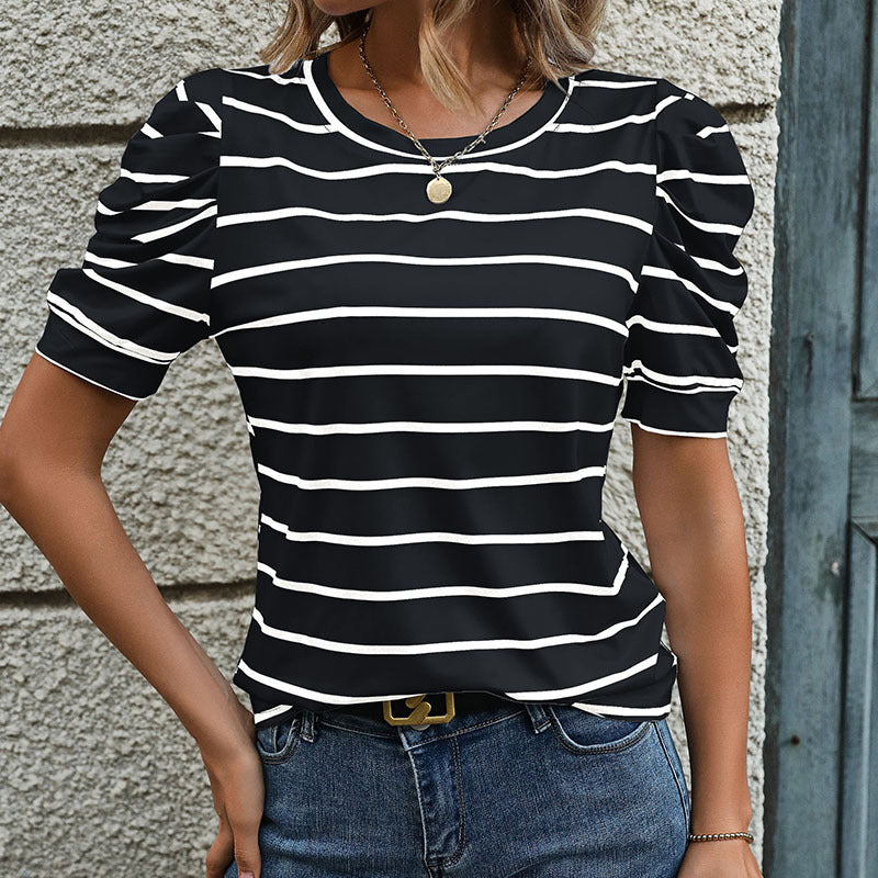 Striped Pullover T-shirt Women's Casual Top