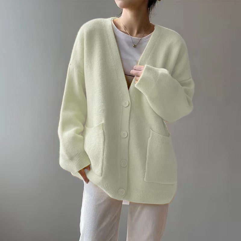 Korean Preppy Style Solid Color Sweater Women's Coat Spring And Autumn New Loose Knitted Cardigan