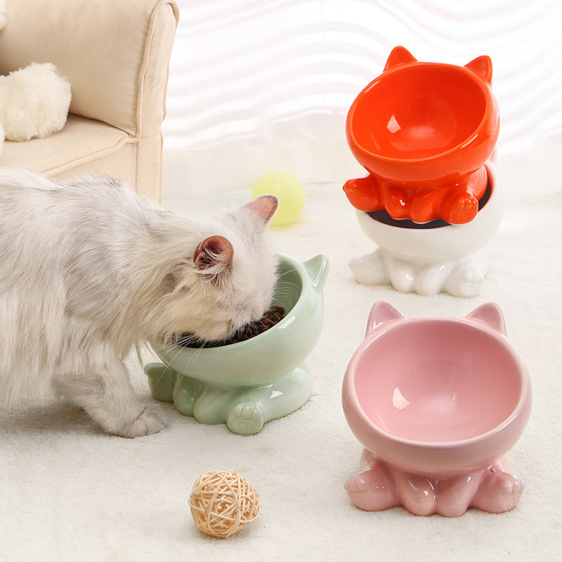 Ceramic Cat Bowl Cat Bowl Cat Food Bowl Neck Guard Oblique Mouth Dog Bowl Pet Bowl