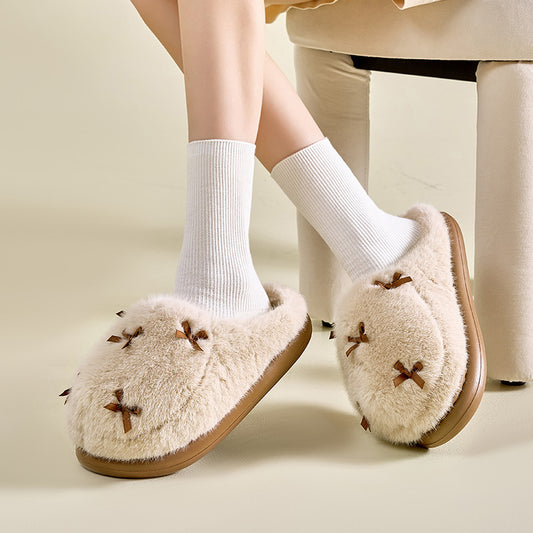 Cotton Slippers Women's Thick Bottom Fur Insulated Cotton-padded Shoes