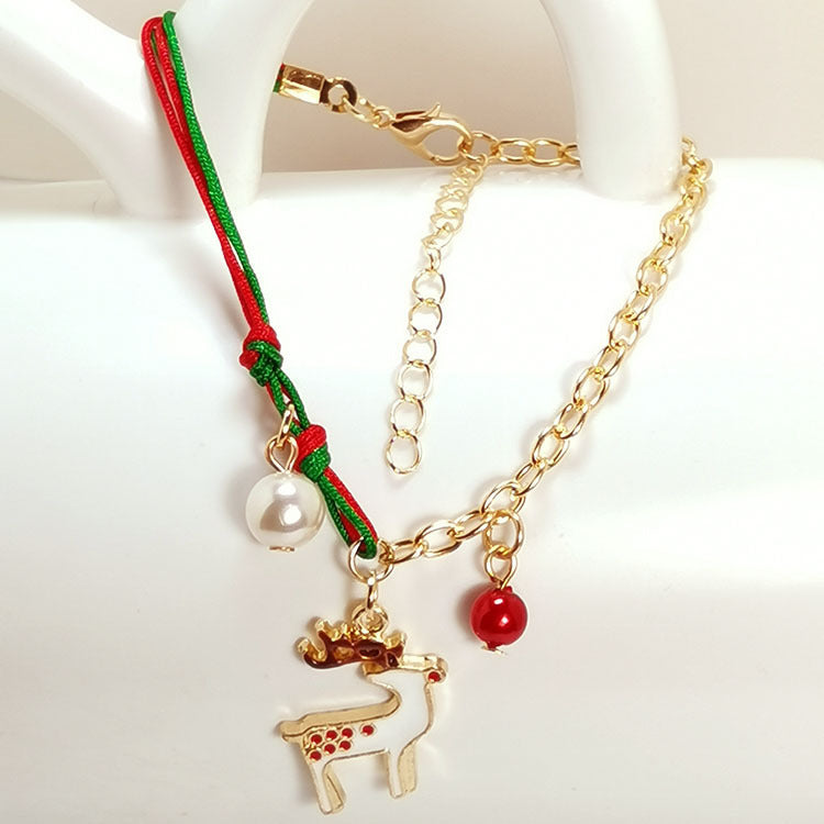 New Christmas Snowman Santa Claus Tree Snowflake Elk Bracelet Christmas Gift Charm Bracelet Chain Pendant For Women New Year Fashion Gift