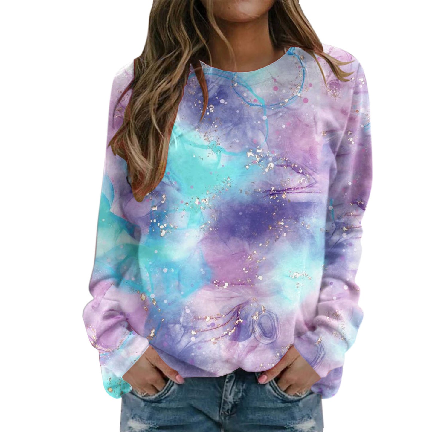 Starry Sky 3D Digital Printing Women's Round Neck Sweater