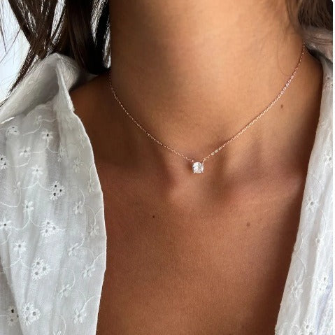 Simple Geometric Zircon Pendant Necklace For Women