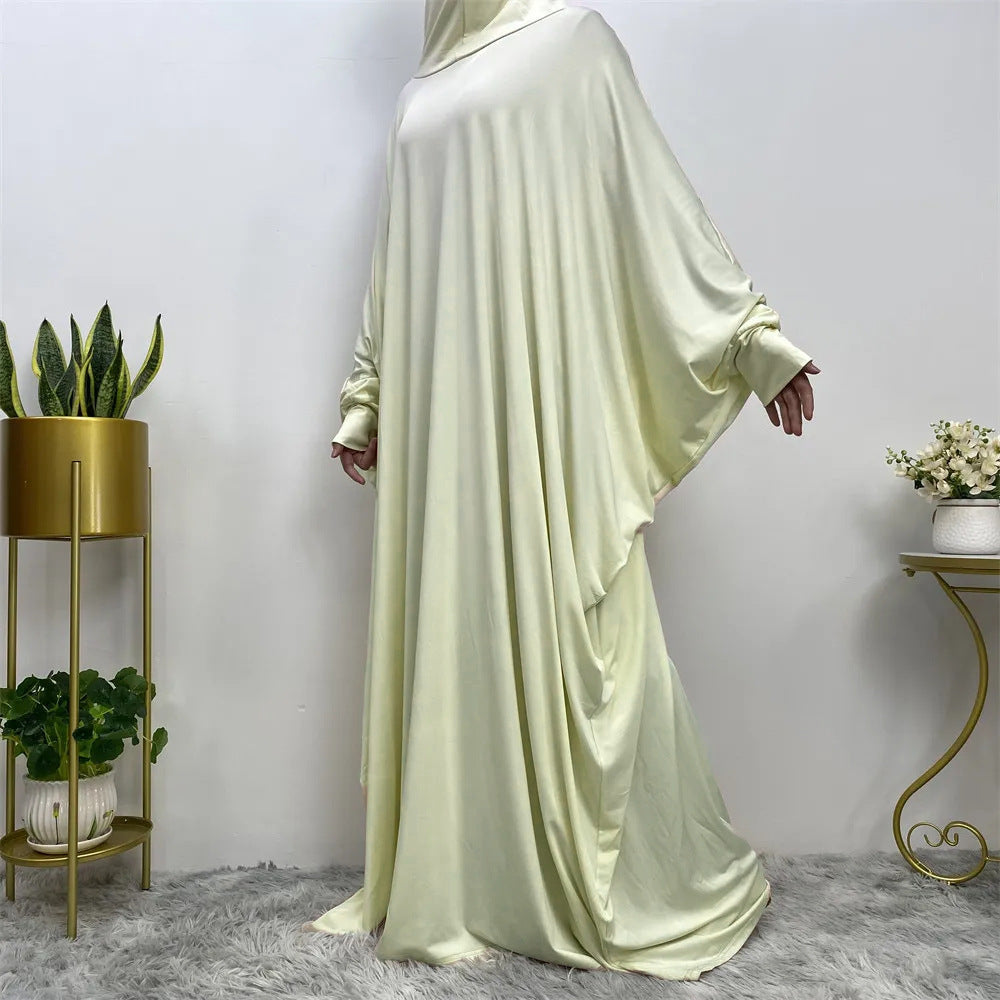 Middle East Women's Traditional Solid Color Long Sleeve Loose Robe Abaya