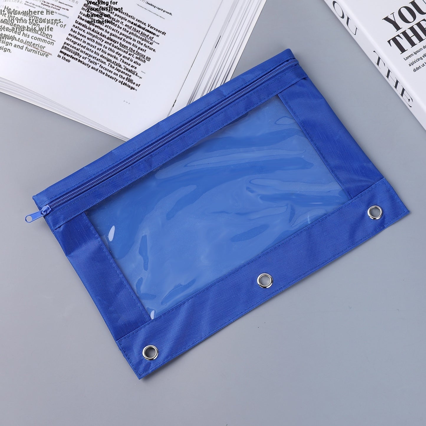 Three-hole Transparent Oxford Cloth Loose-leaf Air Hole Large Capacity Stain-resistant Stationery Case