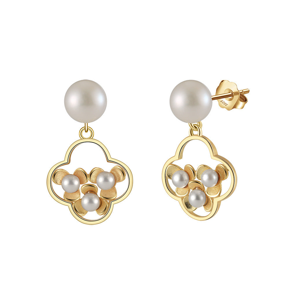 S925 Sterling Silver Natural Pearl Earrings