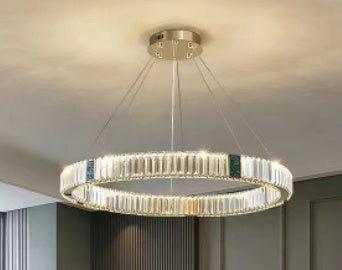 Light Luxury Crystal Living Room Chandelier Postmodern Round Stainless Steel