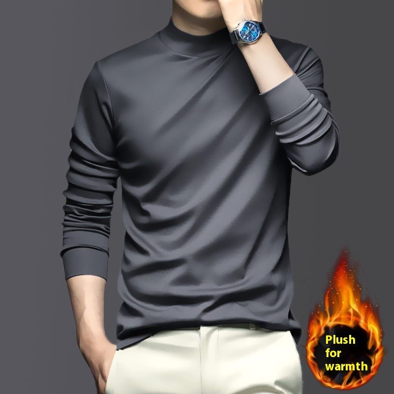 Warm Mercerized Cotton Men's Half-high Collar Bottoming Shirt