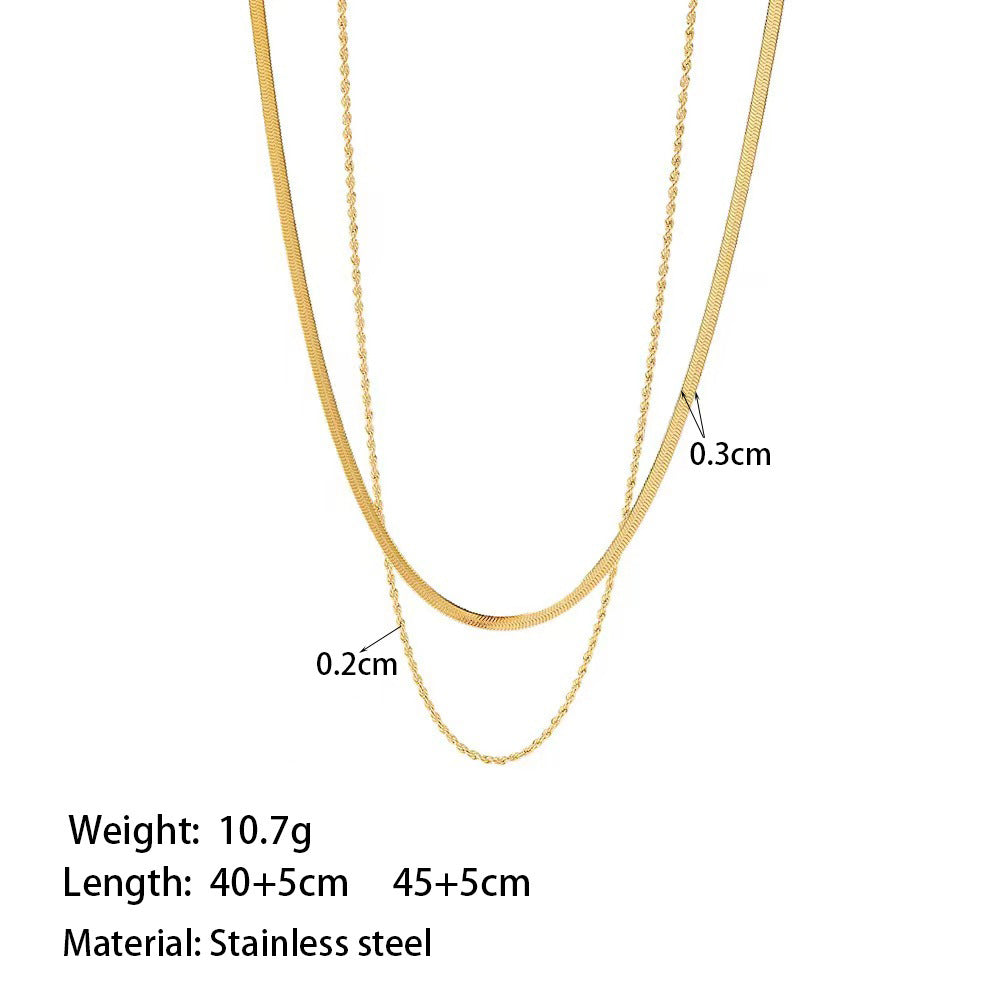 Simple Double-layer Twist Snake Bone Necklace For Women