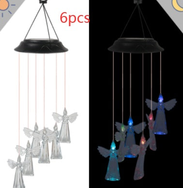 Color Changing Solar Power Wind Chime Crystal Ball Hummingbird Butterfly Waterproof Outdoor Windchime Light For Patio Yard Garde